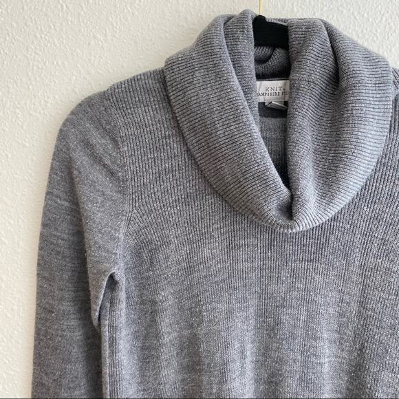 Knit by Hampshire Studio Cowl Neck Sweater Mid Weight Grey Size Small - Picture 4 of 7
